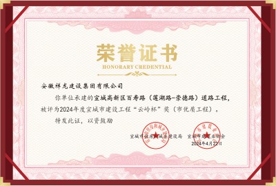 百壽路道路工程“云嶺杯”獎